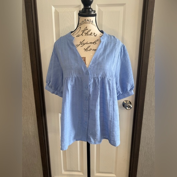 a.n.a Light Blue Button-Up Blouse - Picture 14 of 15